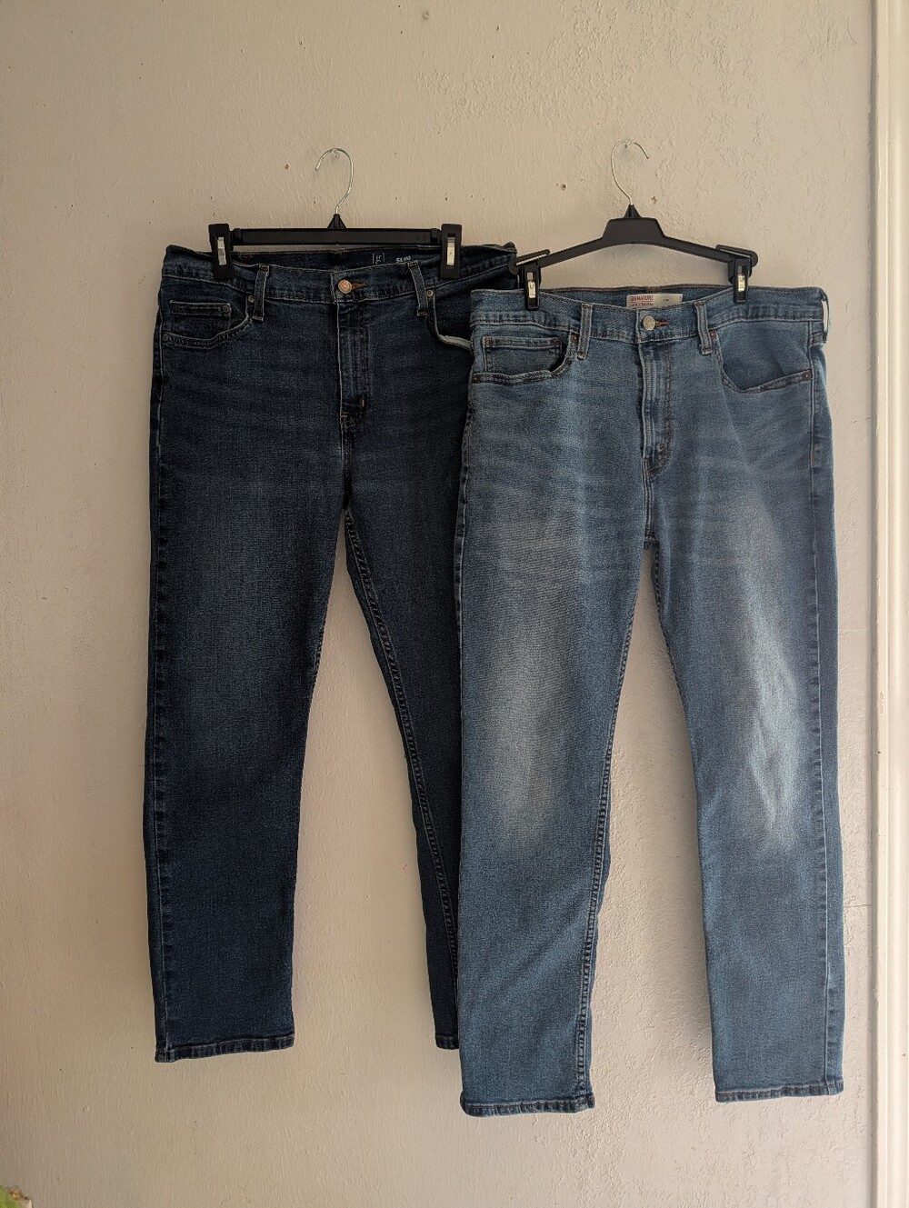 Men's Slim Fit Jeans - Dark Indigo and Light Blue